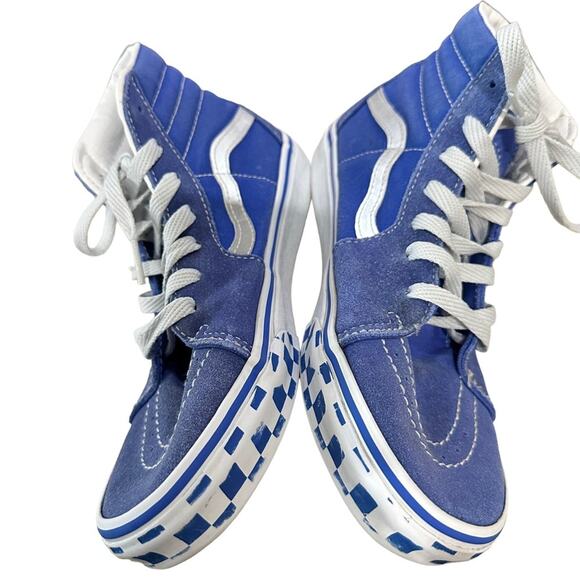Vans Kids Reflective Sidestripe Sk8-Hi Checkerboard/Dazzling Blue juniors size 6 - Picture 6 of 8